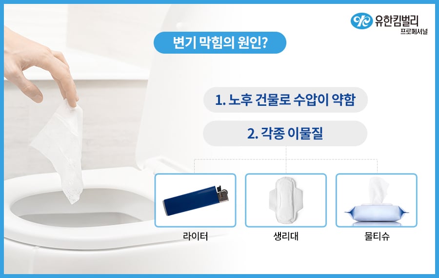 변기 막힘의 원인